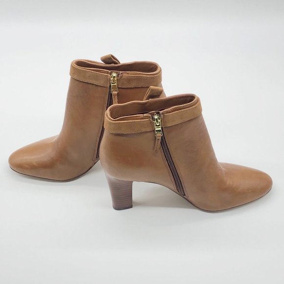 Lauren Ralph Lauren caramel colored leather Brin ankle boots with 3-4" heel - Picture 13 of 15